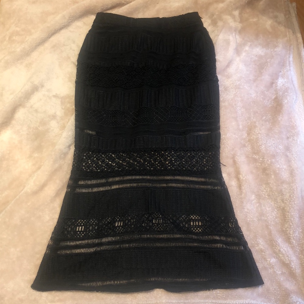 Foxiedox Black Ankle Length High Waist Skirt